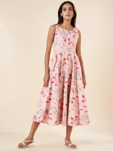 AKKRITI BY PANTALOONS Floral Printed Sleeveless Cotton Fit & Flare Midi Dress