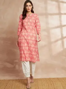 all about you Paisley Printed Mandarin Collar Cotton Kurta
