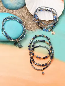 Accessorize Set Of 10 Beaded Stretch Wraparound Bracelets