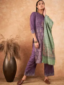 HK colours of fashion Floral Woven design Pashmina Unstitched Dress Material