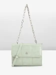 United Colors of Benetton Crocodile Textured & Checked PU Structured Satchel