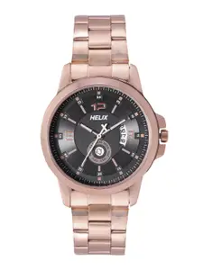 Helix By Timex Black Round Dial Analog Stainless Steel Men Watch - TW023HG18