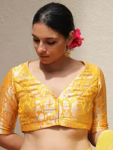 Chidiyaa Woven Design Brocade Saree Blouse