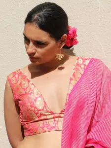 Chidiyaa Woven Design Brocade Saree Blouse