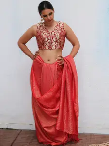 Chidiyaa Ethnic Motifs Woven Design Brocade Saree Blouse