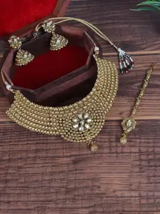 FIROZA Gold-Plated Kundan-Studded Necklace & Earrings