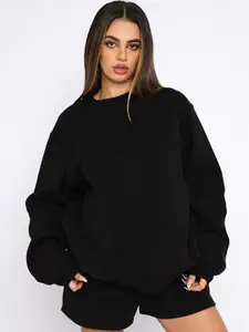 LULU & SKY Round Neck Drop-Shoulder Oversized Sweatshirt & Shorts Co-Ords