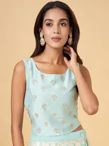 RANGMANCH BY PANTALOONS Floral Embroidered Scoop Neck Crop Top