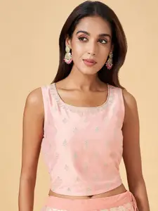 RANGMANCH BY PANTALOONS Floral Embroidered Scoop Neck Crop Top