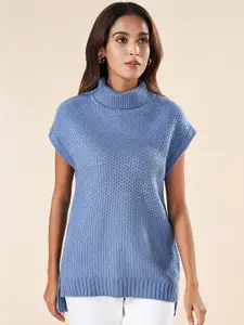 AKKRITI BY PANTALOONS Cable Knit Turtle Neck Sweater Vest