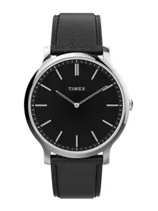 Timex Men Brass Dial & Leather Bracelet Style Straps Analogue Watch TW2V28300UJ