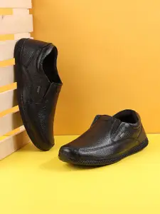 Metro Men Textured Leather Formal Slip-On Shoes