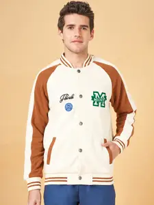 Urban Ranger by pantaloons Colourblocked Mock Collar Front-Open Sweatshirt