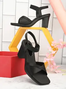 JM Looks Open Toe Block Heels With Backstrap