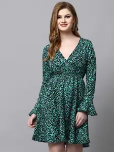 aayu Floral Printed Bell Sleeves Empire Dress