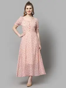 aayu Floral Printed Puff Sleeve Georgette Maxi Dress