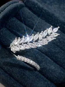 Jewels Galaxy Silver-Plated AD-Studded Adjustable Ring