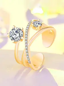 Jewels Galaxy Gold-Plated AD-Studded Adjustable Finger Ring