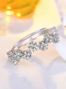 Jewels Galaxy Silver-Plated AD-Studded Adjustable Finger Ring