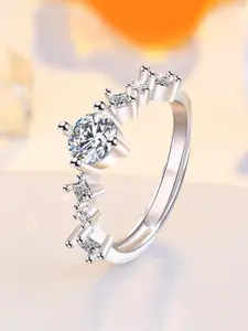 Jewels Galaxy Silver-Plated AD-Studded Adjustable Finger Ring
