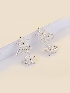 Jewels Galaxy Silver-Plated Star Shaped Ear Cuffs