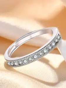 Jewels Galaxy Silver-Plated American Diamond-Studded Adjustable Finger Ring