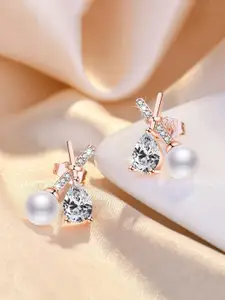 Jewels Galaxy Rose Gold-Plated Contemporary Studs Earrings