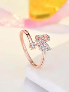 Jewels Galaxy Rose Gold-Plated AD-Studded Adjustable Ring