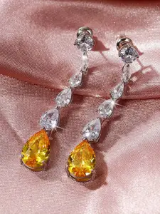 Jewels Galaxy Silver-Plated Teardrop Shaped Drop Earrings