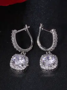 Jewels Galaxy Silver-Plated Geometric Hoop Earrings