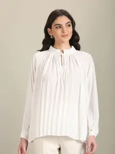 U.S. Polo Assn. Women Tie-Up Neck Puff Sleeves Top