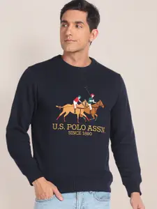 U.S. Polo Assn. Brand Logo Embroidered Round Neck Pullover Sweatshirt