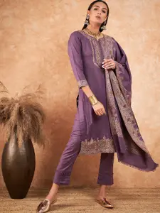 HK colours of fashion Floral Woven Design Pashmina Unstitched Dress Material