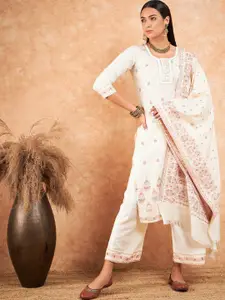 HK colours of fashion Ethnic Motifs Woven Design Pashmina Unstitched Dress Material