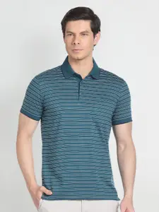 Arrow Striped Polo Collar Pockets T-shirt