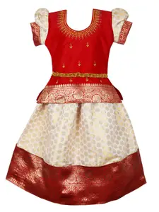 AMIRTHA FASHION Girls Embroidered Zari Detail Ready to Wear Lehenga Choli