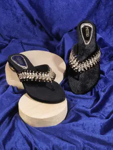 Metro Ethnic Embellished Open Toe Flats