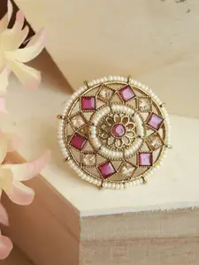 Jazz and Sizzle Gold-Plated Kundan Studded & Beaded Ring