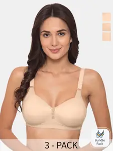 KOMLI Pack Of 3 Full Coverage Lightly Padded Cotton Minimizer Bra With All Day Comfort