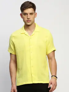 SHOWOFF Comfort Slim Fit Textured Self Design Cotton Casual Shirt