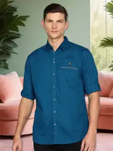 Kuons Avenue Smart Slim Fit Spread Collar Linen Casual Shirt