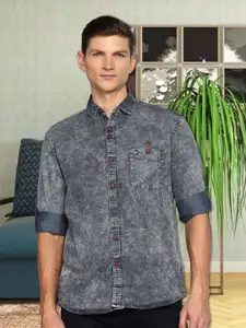 Kuons Avenue Smart Slim Fit Faded Opaque Denim Casual Shirt
