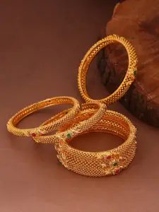 Shoshaa Set Of 6 Gold-Plated Stone-Studded Bangles