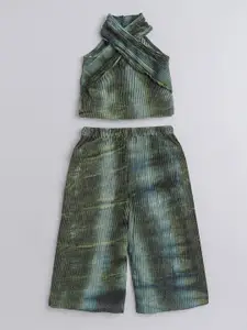 taffykids Girls Printed Halter Neck Top with Trousers