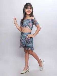 taffykids Girls Embellished Top with Skirt