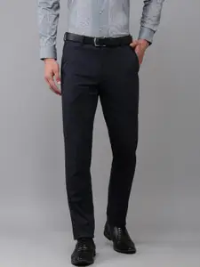 Van Heusen Men Mid-Rise Textured Slim Fit Trousers