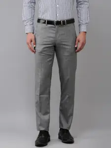 Van Heusen Men Checked Slim Fit Mid-Rise Formal Trousers