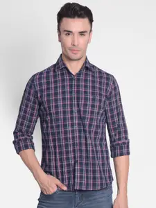 Crimsoune Club Slim Fit Checked Cotton Casual Shirt