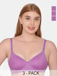 KOMLI Pack Of 3 Half Coverage Lightly Padded Everyday Bra With All Day Comfort