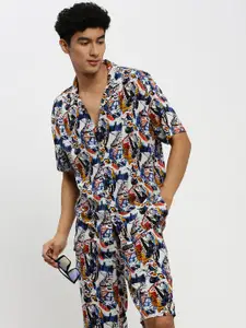SHOWOFF Printed Cuban Collar Shirt & Shorts